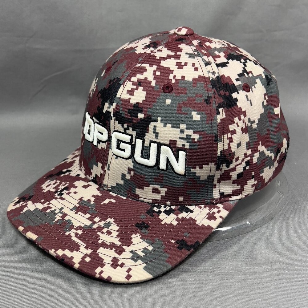 Top Gun Flexfit L/XL Hat Cap Maroon Pacific Digital Camouflage Outdoor Camo Mens
